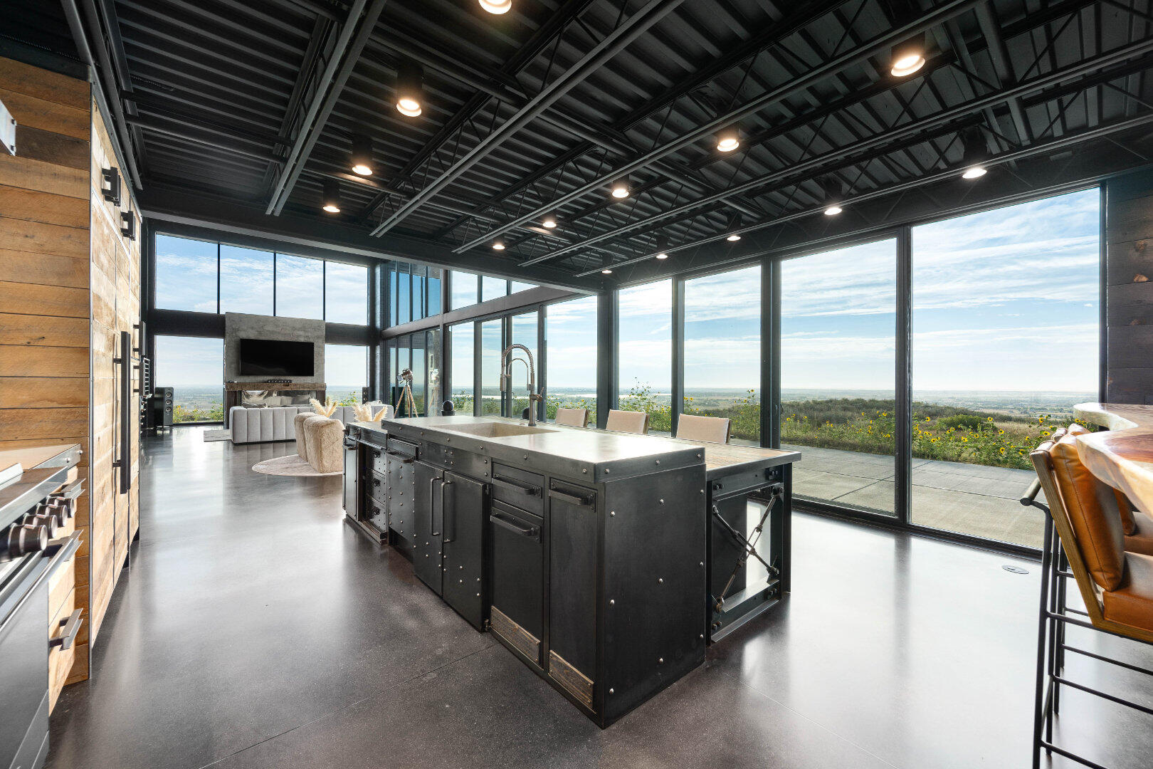 Kitchen island toward great room