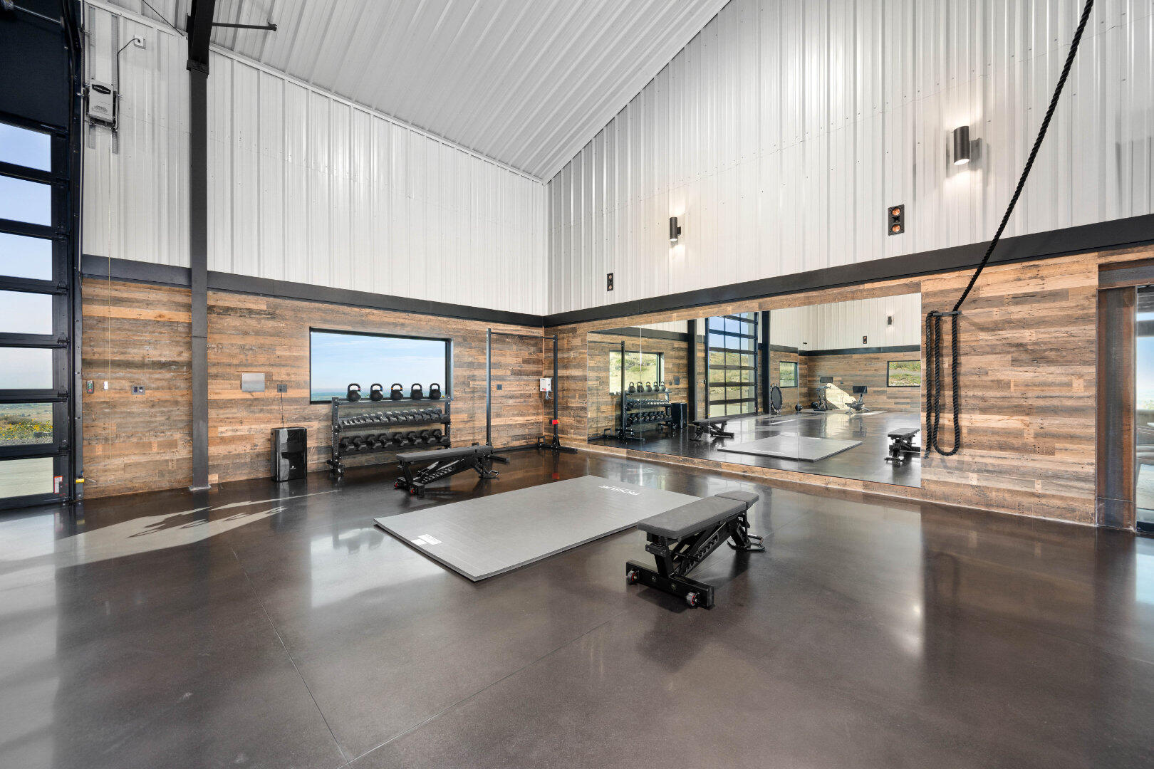 Garage fitness studio mirrors