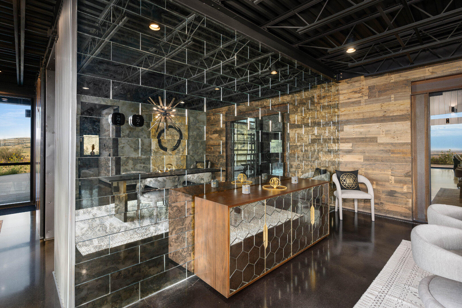 Dining antique mirror tile